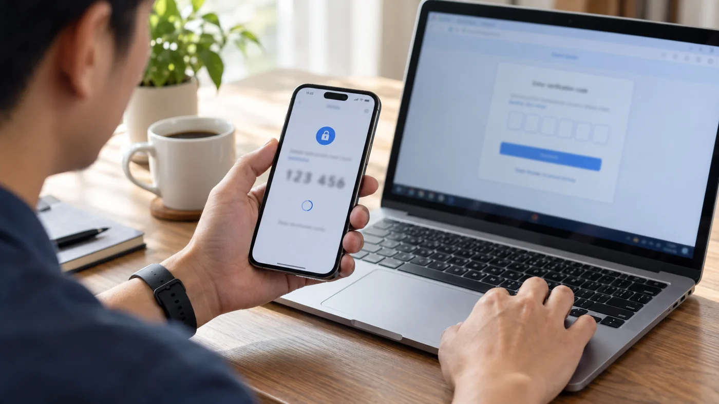 Kiểm tra thông tin Authenticator trên điện thoại và máy tính.