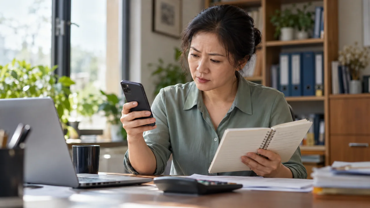 Người dùng đối chiếu thiết bị và dữ liệu xác thực để kiểm tra lỗi 2FA: Mã trên màn hình và mã trong clipboard