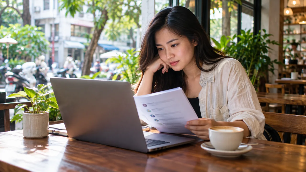 Người dùng kiểm tra kết nối và nội dung thư điện tử trên máy tính: Đọc đúng vị trí trường cuối trong dòng kết nối