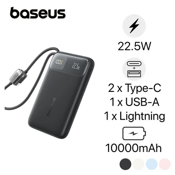 Pin sạc dự phòng Baseus Enerfill FC11 10.000mAh 22.5W màn hình tích hợp cáp C+L