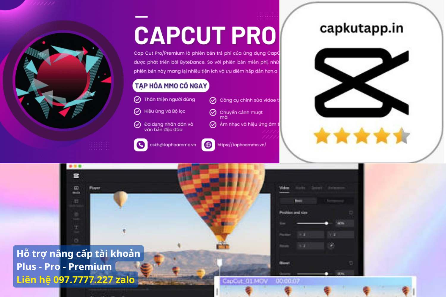Bảng so sánh tính năng CapCut Miễn Phí và CapCut Pro