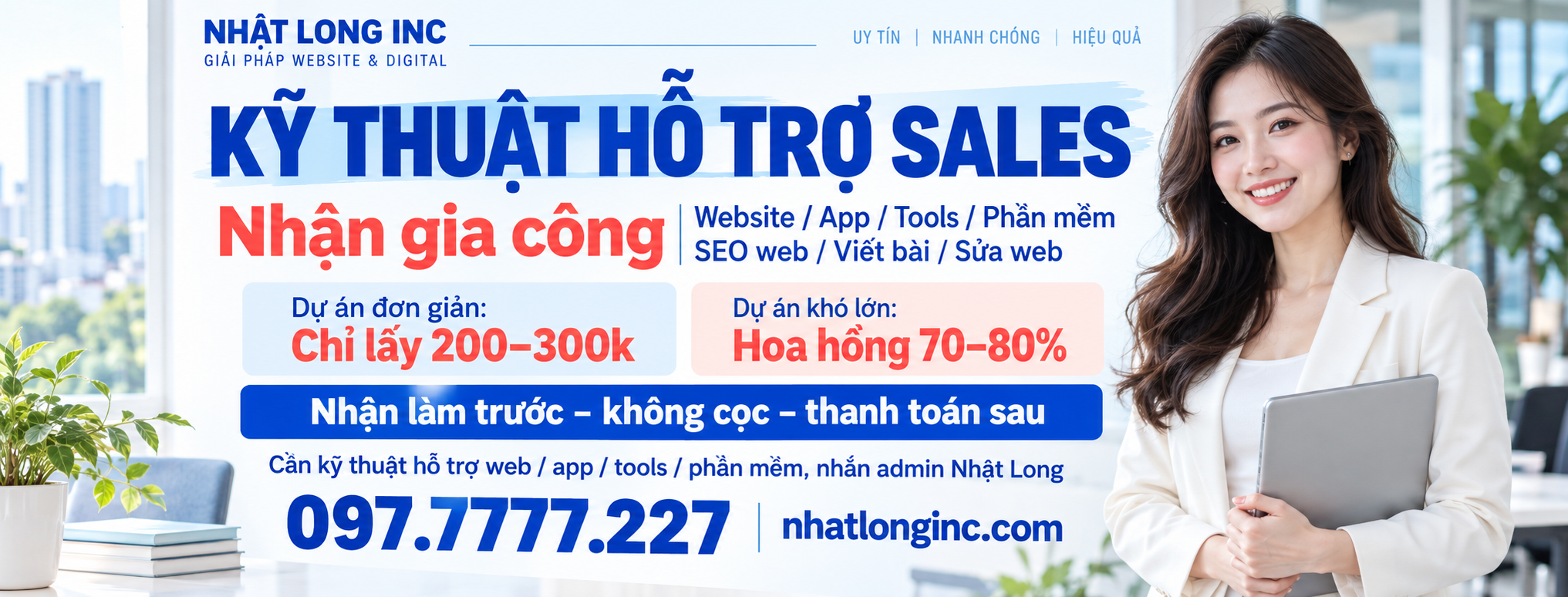 Nhật Long nhận gia công Website App Tools phần mềm cho sales