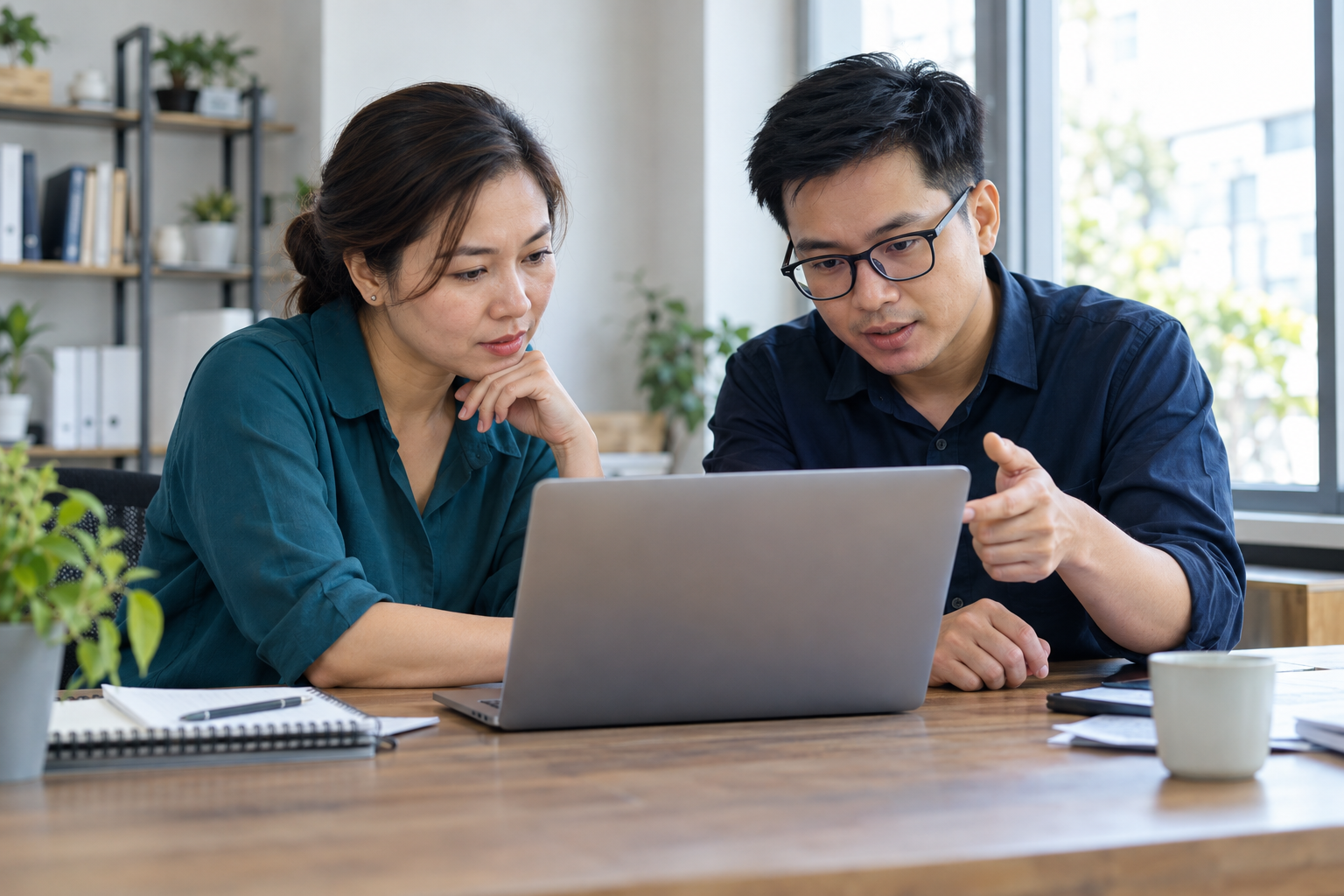 Tư vấn bảo trì và phát triển website Chủ website và chuyên viên cùng rà soát, tối ưu website trên máy tính